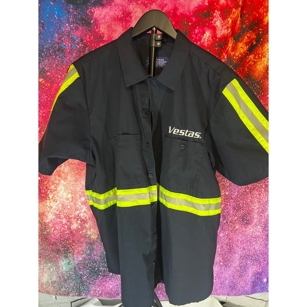 Portwest Vestas Work Shirt Mens 2XL Navy Blue High Vis Reflective Safety F124